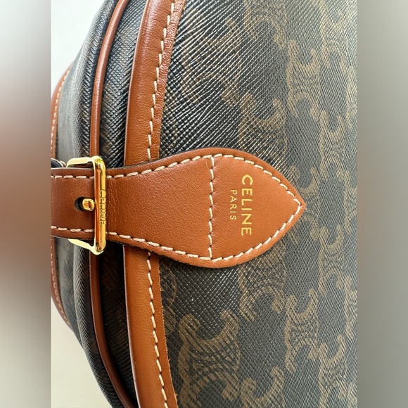 Celine Folco Bag In Triomphe Canvas And Calfskin Tan - Picture 6 of 12